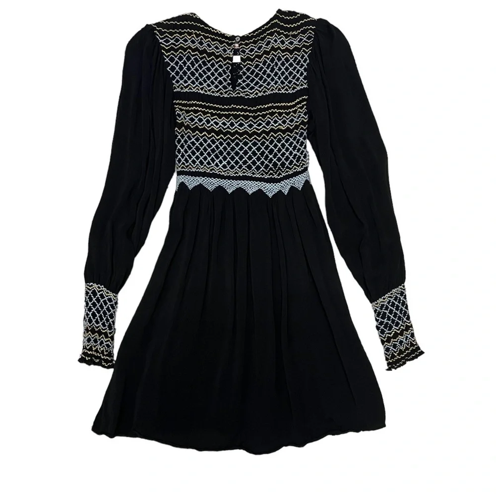 Free People Late Night Picnic Smocked Long Sleeve Mini Dress - Picture 3 of 6